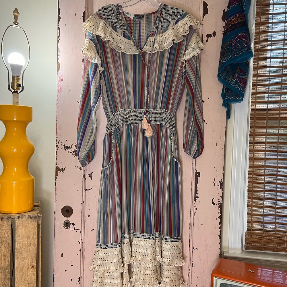 Vintage Diane Freis Neiman Marcus 80’s Striped Long Sleeve Dress